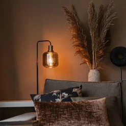 QAZQA Tischlampen|Wohnzimmerlampen*Smarte Tischlampe schwarz mit Gold und Rauchglas inkl. WiFi A60 - Zuzanna