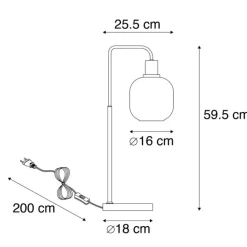 QAZQA Tischlampen|Wohnzimmerlampen*Smarte Tischlampe schwarz mit Gold und Rauchglas inkl. WiFi A60 - Zuzanna