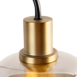 QAZQA Tischlampen|Wohnzimmerlampen*Smarte Tischlampe schwarz mit Gold und Rauchglas inkl. WiFi A60 - Zuzanna