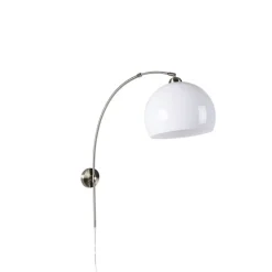QAZQA Smarte Wandleuchten|Wandleuchten*Smarte Wandbogenleuchte aus Stahl mit weißem Schirm inkl. WLAN A60 - Bow