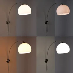 QAZQA Smarte Wandleuchten|Wandleuchten*Smarte Wandbogenleuchte aus Stahl mit weißem Schirm inkl. WLAN A60 - Bow