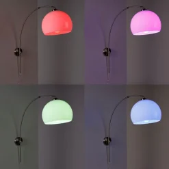 QAZQA Smarte Wandleuchten|Wandleuchten*Smarte Wandbogenleuchte aus Stahl mit weißem Schirm inkl. WLAN A60 - Bow