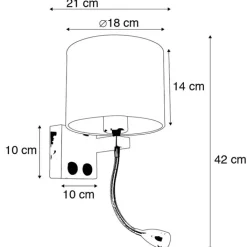QAZQA Smarte Wandleuchten|Wandleuchten*Smarte Wandleuchte aus Stahl mit grauem Schirm inkl. WLAN A60 - Brescia