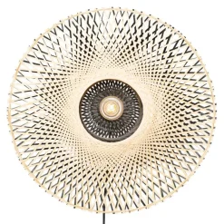 QAZQA Smarte Wandleuchten|Wandleuchten*Smarte Wandleuchte Bambus 50 cm mit Stecker inkl. WLAN A60 - Rina
