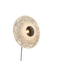 QAZQA Smarte Wandleuchten|Wandleuchten*Smarte Wandleuchte Bambus 30 cm mit Stecker inkl. WiFi P45 - Rina