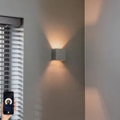 QAZQA Schlafzimmerlampen|Küchenlampen*Smarte Wandleuchte Beton mit Lichteffekt inkl. WiFi G9 - Meave