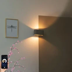 QAZQA Wandleuchten|Wohnzimmerlampen*Smarte Wandleuchte Beton mit Lichteffekt inkl. Wifi G9 - Arles