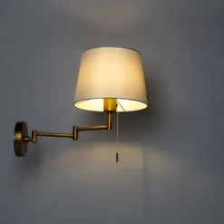 QAZQA Smarte Wandleuchten|Wandleuchten*Smarte Wandleuchte Bronze mit weißem Schirm inkl. WLAN A60 - Ladas Deluxe