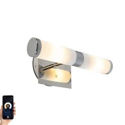 QAZQA Badezimmerlampen|Smarte Wandleuchten*Smarte Wandleuchte Chrom IP44 inkl. 2 WiFi G9 - Bad