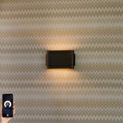 QAZQA Wandleuchten|Wohnzimmerlampen*Smarte Wandleuchte Dunkelbronze 2-flammig inkl. 2 Wifi G9 - Coen