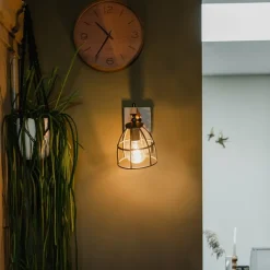 QAZQA Smarte Wandleuchten|Wandleuchten*Smarte Wandleuchte dunkelgrau mit Holz verstellbar inkl. WiFi A60 - Arthur