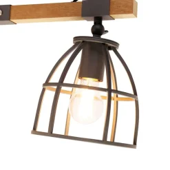 QAZQA Smarte Wandleuchten|Wandleuchten*Smarte Wandleuchte dunkelgrau mit Holz verstellbar inkl. WiFi A60 - Arthur