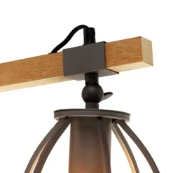 QAZQA Smarte Wandleuchten|Wandleuchten*Smarte Wandleuchte dunkelgrau mit Holz verstellbar inkl. WiFi A60 - Arthur