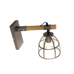 QAZQA Smarte Wandleuchten|Wandleuchten*Smarte Wandleuchte dunkelgrau mit Holz verstellbar inkl. WiFi A60 - Arthur