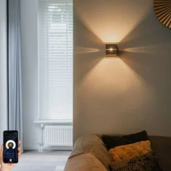 QAZQA Smarte Wandleuchten|Wandleuchten*Smarte Wandleuchte Dunkelbronze 9,7 cm inkl. Wifi G9 - Transfer Groove