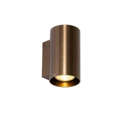 QAZQA Wandleuchten|Wohnzimmerlampen*Smarte Wandleuchte Dunkelbronze Rund 2-flammig inkl. 2 Wifi GU10 50mm - Sandy