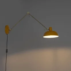 QAZQA Wandleuchten|Wohnzimmerlampen*Smarte Wandleuchte Gelb mit Bronze inkl. Wifi P45 - Milou