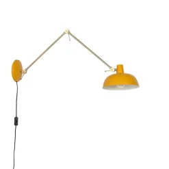 QAZQA Wandleuchten|Wohnzimmerlampen*Smarte Wandleuchte Gelb mit Bronze inkl. Wifi P45 - Milou