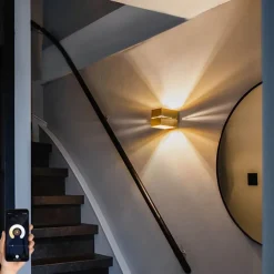 Kinder QAZQA Kinderzimmerlampen|Smarte Wandleuchten*Smarte Wandleuchte Gold 9,7 cm inkl. Wifi G9 - Transfer