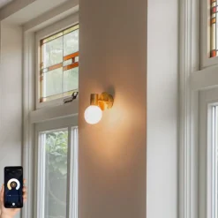 QAZQA Badezimmerlampen|Wandleuchten*Smarte Wandleuchte Gold IP44 inkl. WiFi G9 - Cederic Up