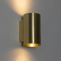 QAZQA Smarte Wandleuchten|Wandleuchten*Smarte Wandleuchte gold rund inkl. 2 WiFi GU10 - Sandy