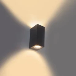 QAZQA Gartenbeleuchtung|Smarte Außenbeleuchtung*Smarte Wandleuchte grau aus Kunststoff Inkl. 2 WLAN GU10 - Baleno