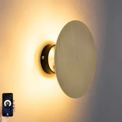 QAZQA Smarte Wandleuchten|Wandleuchten*Smarte Wandleuchte rund gold inkl. 2 WiFi g9 - Pulley