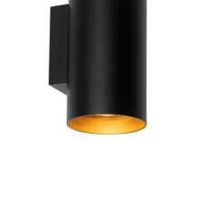 QAZQA Smarte Wandleuchten|Wandleuchten*Smarte Wandleuchte Schwarz mit Gold 2 Lichter inkl. Wifi GU10 - Sab