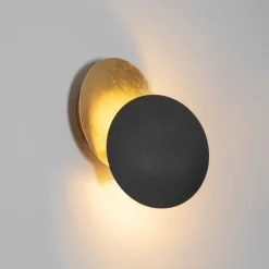 QAZQA Smarte Wandleuchten|Wandleuchten*Smarte Wandleuchte Schwarz mit Gold inkl. Wifi G9 - Sunrise