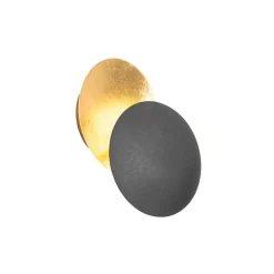 QAZQA Smarte Wandleuchten|Wandleuchten*Smarte Wandleuchte Schwarz mit Gold inkl. Wifi G9 - Sunrise