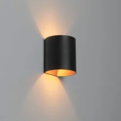 QAZQA Smarte Wandleuchten|Wandleuchten*Smarte Wandleuchte schwarz mit Messing inkl. WiFi G9 - Sabbio