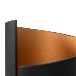 QAZQA Smarte Wandleuchten|Wandleuchten*Smarte Wandleuchte schwarz mit goldener Innenseite inkl. WLAN G9 - Faldo