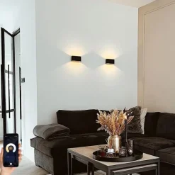 QAZQA Smarte Wandleuchten|Wandleuchten*Smarte Wandleuchte schwarz 24 cm inkl. 2 WiFi G9 - Otan