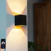 QAZQA Smarte Wandleuchten|Wandleuchten*Smarte Wandleuchte Schwarz und Gold Quadratisch Inkl. Wifi G9 - Sola
