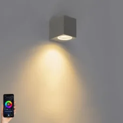 QAZQA Gartenbeleuchtung|Badezimmerlampen*Smarte Wandleuchte schwarz inkl. WiFi GU10 IP44 - Baleno