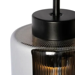 QAZQA Schlafzimmerlampen|Küchenlampen*Smarte Wandleuchte schwarz mit Rauchglas inkl. WiFi ST64 - Laura