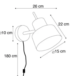 QAZQA Smarte Wandleuchten|Wandleuchten*Smarte Wandleuchte schwarz inkl. WiFi A60 - Chappie