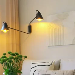 QAZQA Smarte Wandleuchten|Wandleuchten*Smarte Wandleuchte schwarz 2-flammig verstellbar inkl. Wifi A60 - Lune