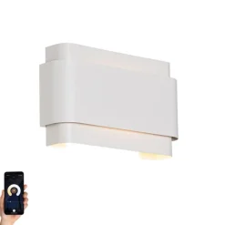 QAZQA Wandleuchten|Wohnzimmerlampen*Smarte Wandleuchte Weiß 2-flammig inkl. 2 Wifi G9 - Coen