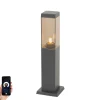 QAZQA Stehlampen Außen|Gartenbeleuchtung*Smarte Wegeleuchte Dunkelgrau mit Rauchglas 45 cm inkl. WiFi P45 - Malios