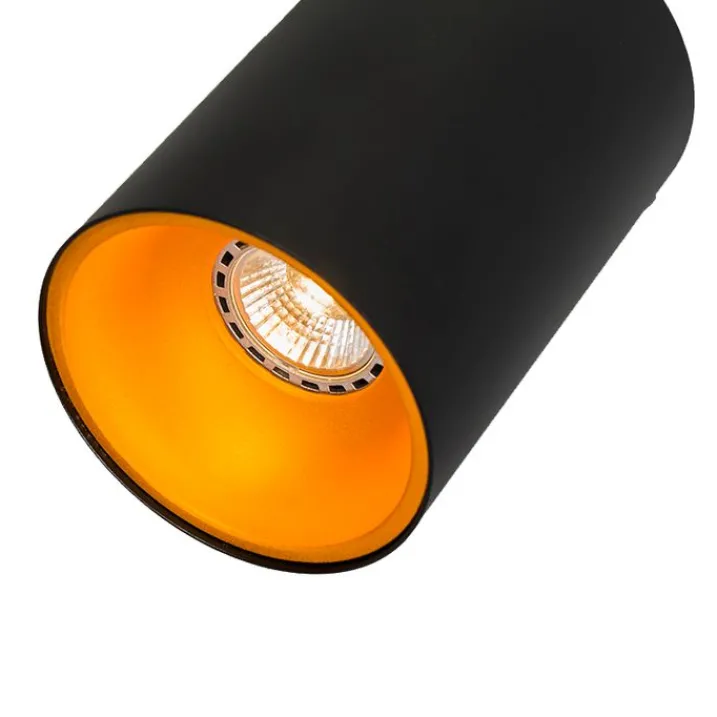 QAZQA Smarte Spots|Smarte Deckenleuchten*Smarter Aufbauspot schwarz mit gold inkl. WiFi GU10 - Deep