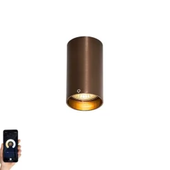 QAZQA Deckenstrahler|Aufbaustrahler*Smarter Aufbaustrahler Dunkelbronze inkl. Wifi GU10 50 mm - Tuba