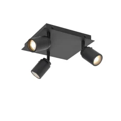 QAZQA Badezimmerlampen|Smarte Spots*Smarter Badezimmerspot schwarz quadratisch IP44 inkl. 3 WiFi GU10 - Ducha