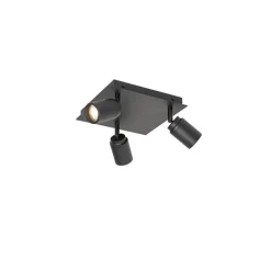 QAZQA Badezimmerlampen|Smarte Spots*Smarter Badezimmerspot schwarz quadratisch IP44 inkl. 3 WiFi GU10 - Ducha