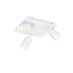 QAZQA Badezimmerlampen|Deckenstrahler*Smarter Bad-Spot White Square 3-Licht IP44 inkl. 3 Wifi GU10 50mm - Ducha
