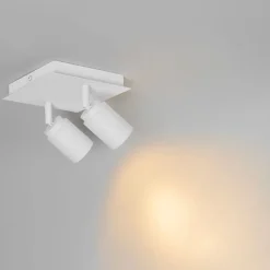 QAZQA Badezimmerlampen|Deckenstrahler*Smarter Bad-Spot White Square 2-Light IP44 inkl. 2 Wifi GU10 50mm - Ducha