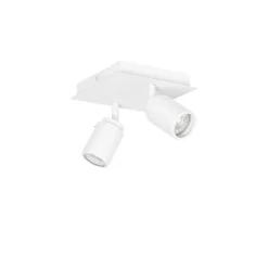 QAZQA Badezimmerlampen|Deckenstrahler*Smarter Bad-Spot White Square 2-Light IP44 inkl. 2 Wifi GU10 50mm - Ducha