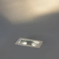 QAZQA Bodenstrahler Außen|Außenstrahler*Smarter Bodeneinbaustrahler Stahl 2-flammig Verstellbar IP65 inkl. 2 GU10 50mm - Oneon