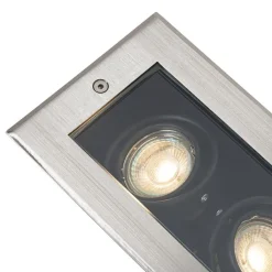 QAZQA Bodenstrahler Außen|Außenstrahler*Smarter Bodeneinbaustrahler Stahl 2-flammig Verstellbar IP65 inkl. 2 GU10 50mm - Oneon