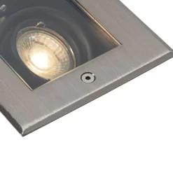 QAZQA Bodenstrahler Außen|Außenstrahler*Smarter Bodeneinbaustrahler Stahl 2-flammig Verstellbar IP65 inkl. 2 GU10 50mm - Oneon